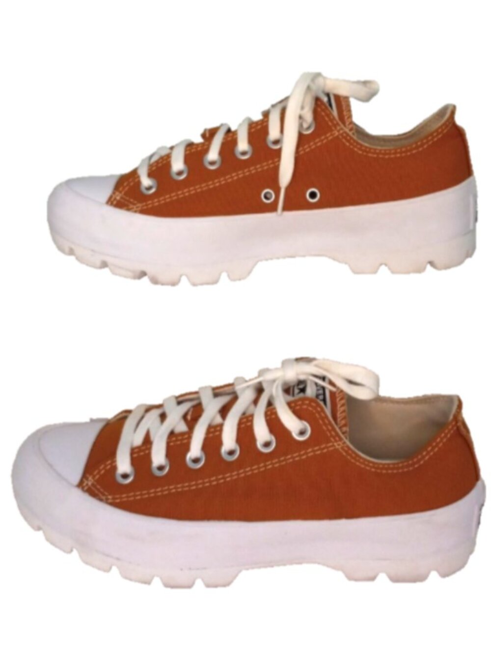 Converse All Star Lugged Low Top Sneakers Women 8.5 Orange Canvas Platform EUC